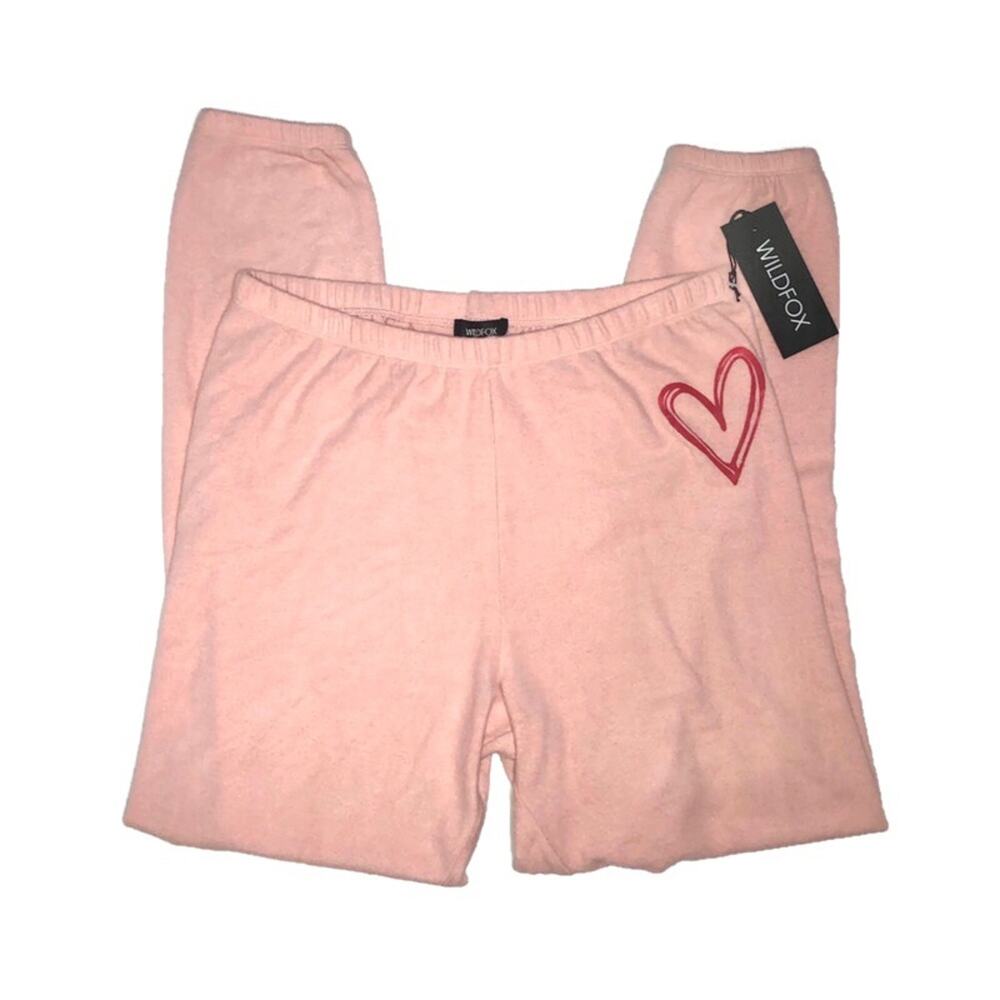 Wildfox Sketchy Heart Knox Cozy Joggers Pink Size Small
